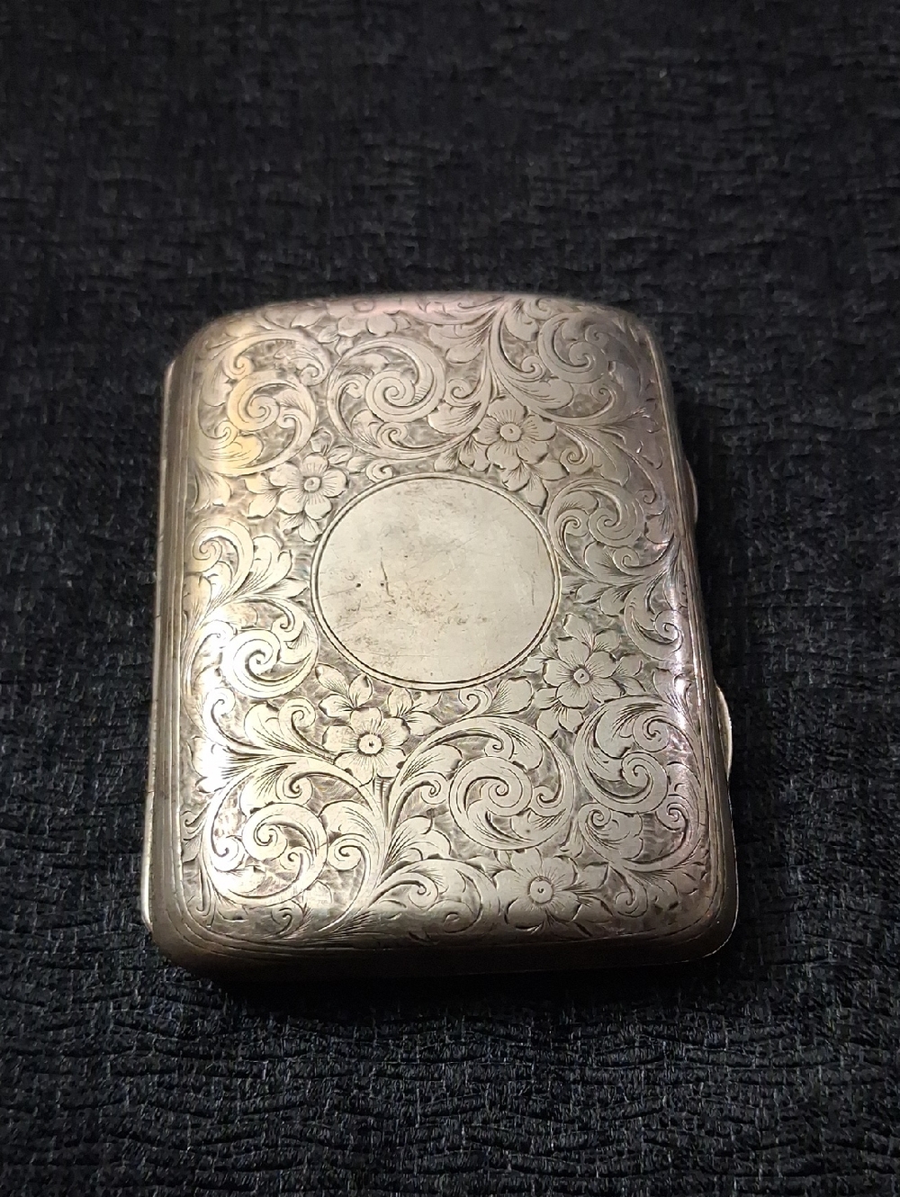 Vintage Antique Engraved Floral Sterling Silver Cigarette Case